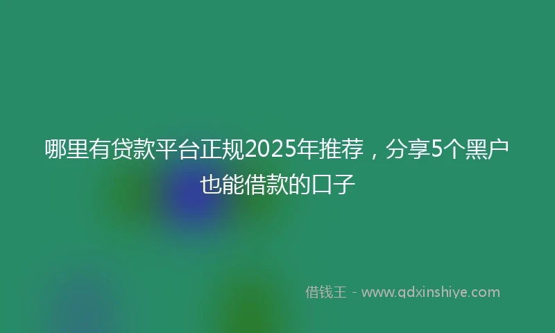 哪里有贷款平台正规2025年推荐，分享5个黑户也能借款的口子