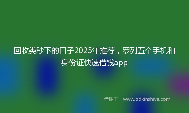 回收类秒下的口子2025年推荐，罗列五个手机和身份证快速借钱app