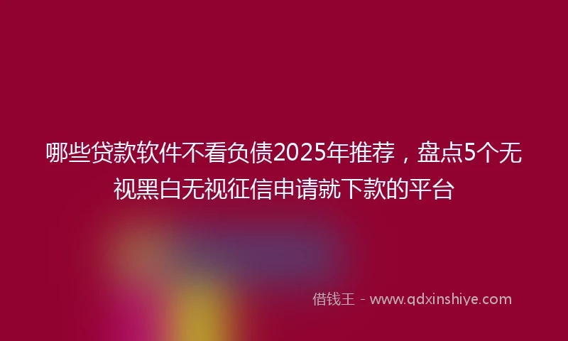 哪些贷款软件不看负债2025年推荐，盘点5个无视黑白无视征信申请就下款的平台