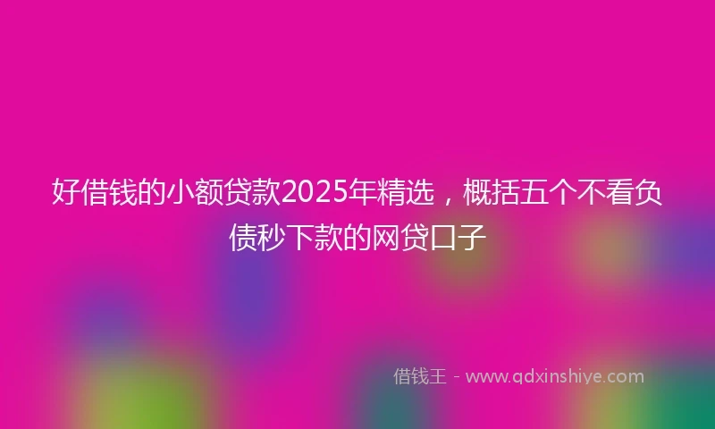 好借钱的小额贷款2025年精选，概括五个不看负债秒下款的网贷口子