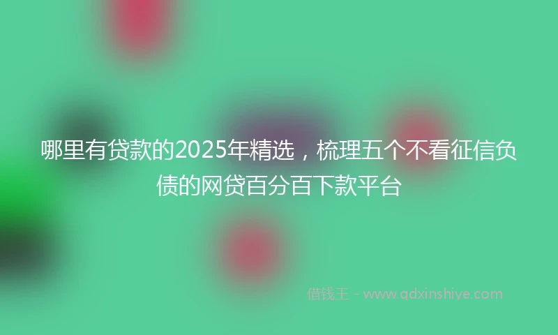 哪里有贷款的2025年精选，梳理五个不看征信负债的网贷百分百下款平台
