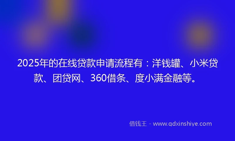 2025年的在线贷款申请流程有：洋钱罐、小米贷款、团贷网、360借条、度小满金融等。