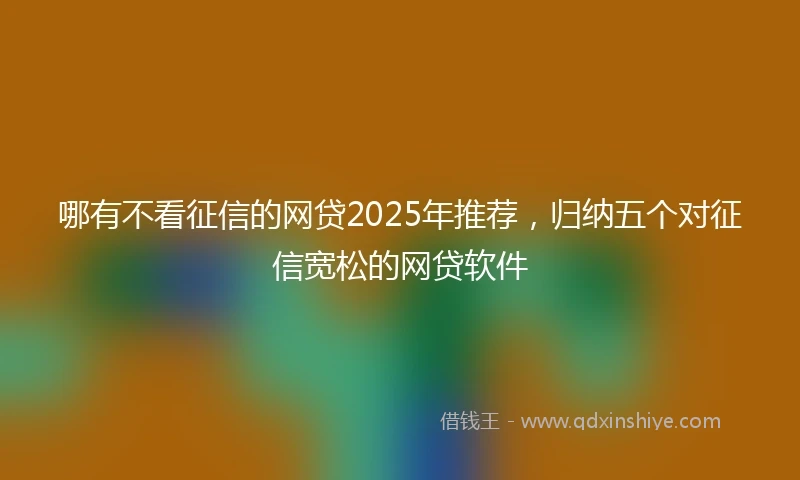 哪有不看征信的网贷2025年推荐，归纳五个对征信宽松的网贷软件