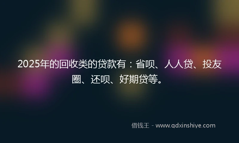 2025年的回收类的贷款有：省呗、人人贷、投友圈、还呗、好期贷等。