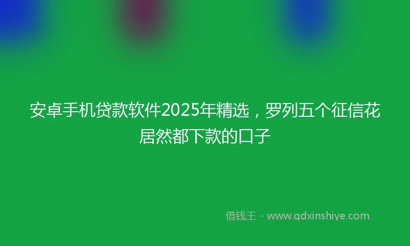 安卓手机贷款软件2025年精选，罗列五个征信花居然都下款的口子