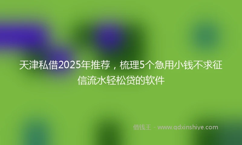 天津私借2025年推荐，梳理5个急用小钱不求征信流水轻松贷的软件