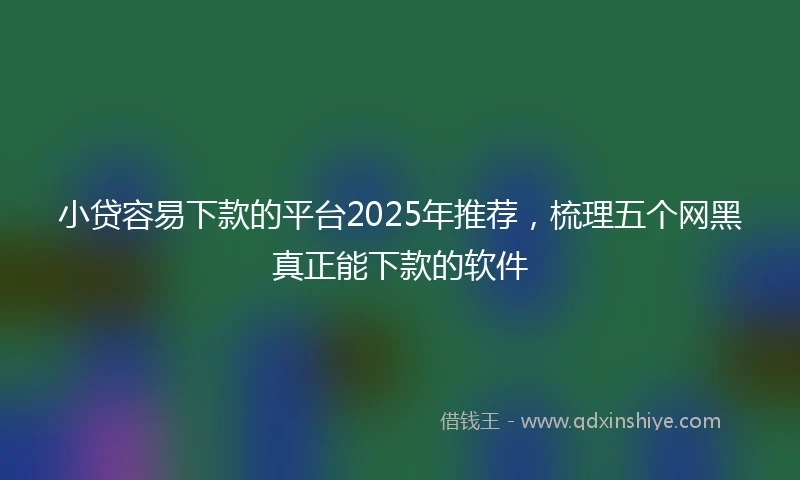 小贷容易下款的平台2025年推荐，梳理五个网黑真正能下款的软件