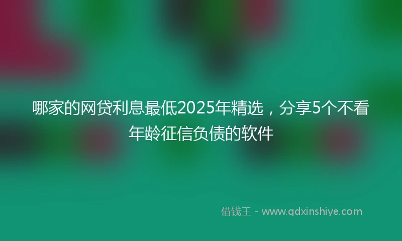 哪家的网贷利息最低2025年精选，分享5个不看年龄征信负债的软件