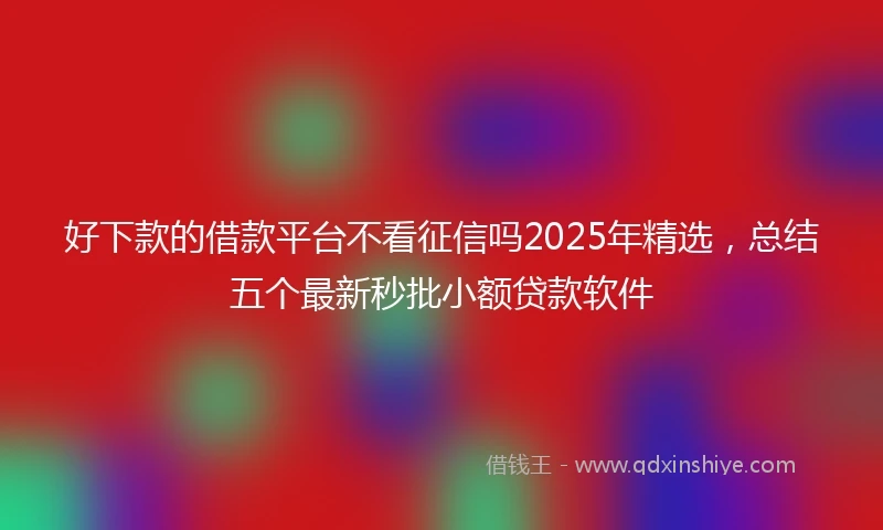 好下款的借款平台不看征信吗2025年精选，总结五个最新秒批小额贷款软件