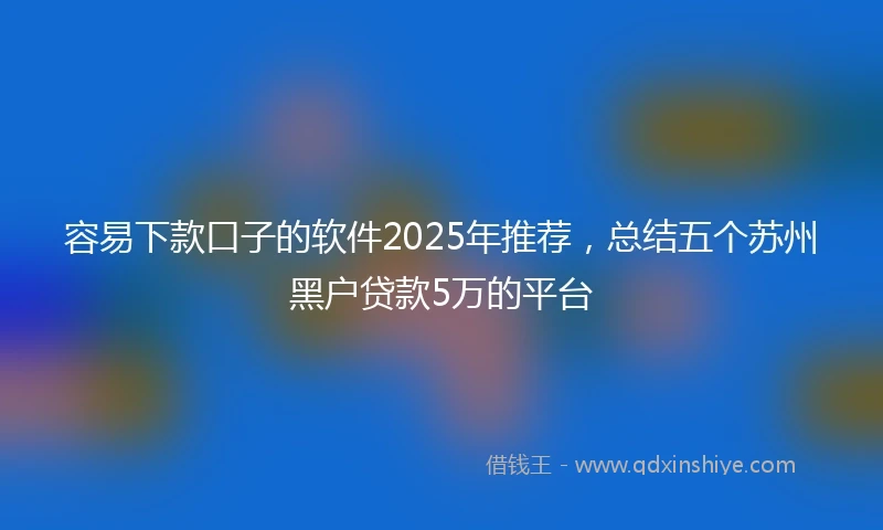 容易下款口子的软件2025年推荐，总结五个苏州黑户贷款5万的平台