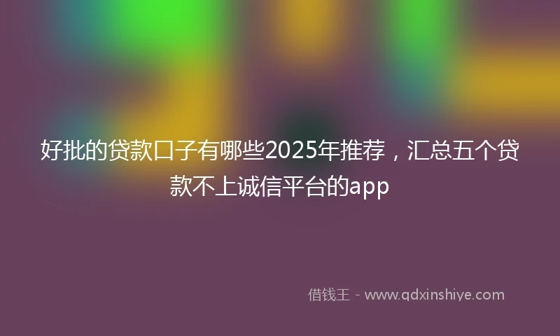 好批的贷款口子有哪些2025年推荐，汇总五个贷款不上诚信平台的app