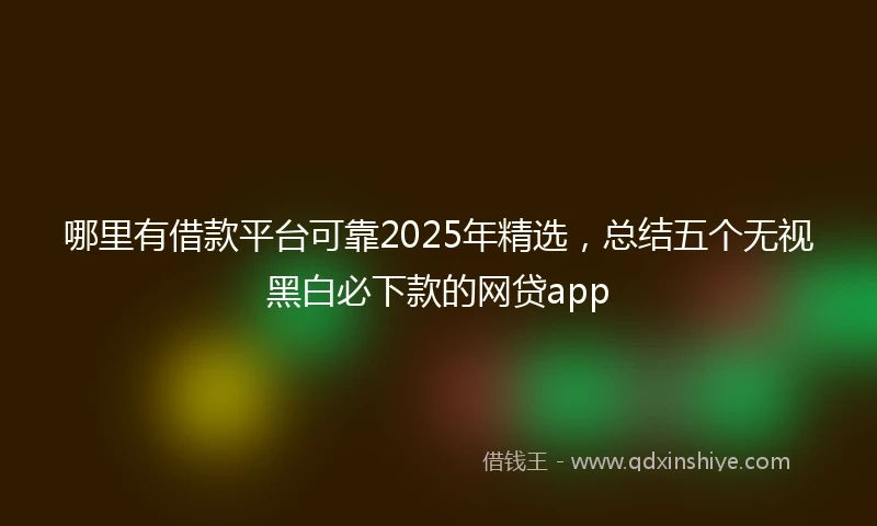 哪里有借款平台可靠2025年精选，总结五个无视黑白必下款的网贷app