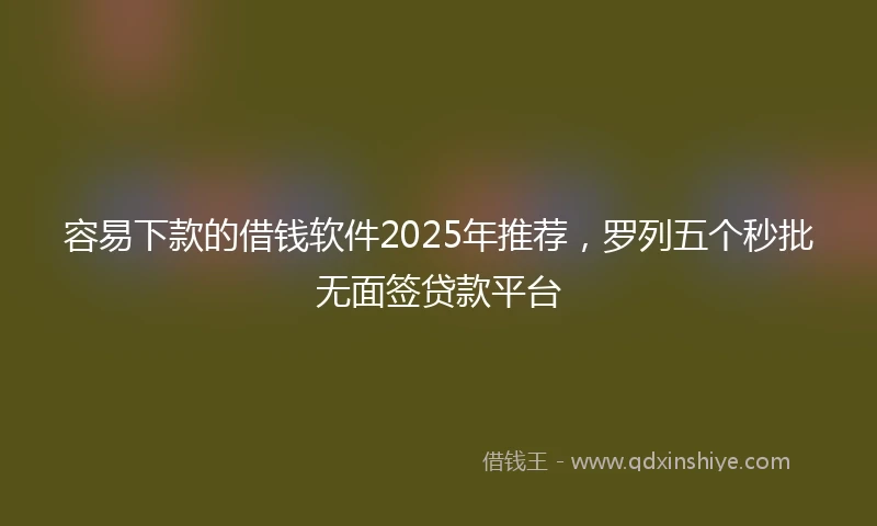 容易下款的借钱软件2025年推荐，罗列五个秒批无面签贷款平台