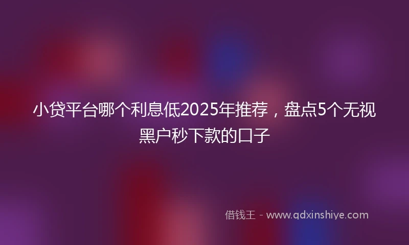 小贷平台哪个利息低2025年推荐，盘点5个无视黑户秒下款的口子