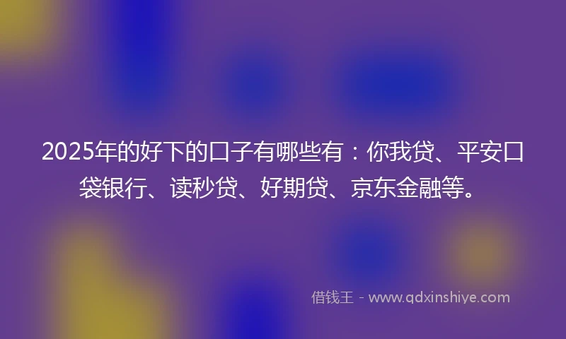 2025年的好下的口子有哪些有：你我贷、平安口袋银行、读秒贷、好期贷、京东金融等。