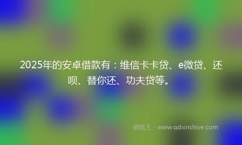2025年的安卓借款有：维信卡卡贷、e微贷、还呗、替你还、功夫贷等。