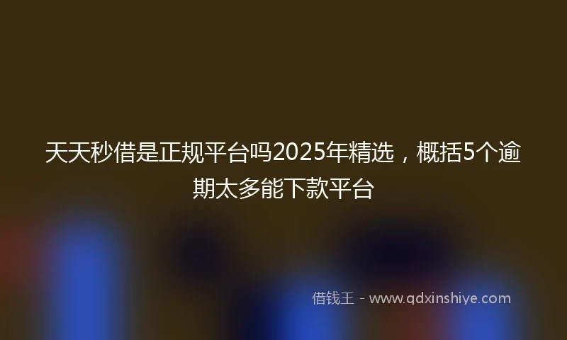 天天秒借是正规平台吗2025年精选，概括5个逾期太多能下款平台