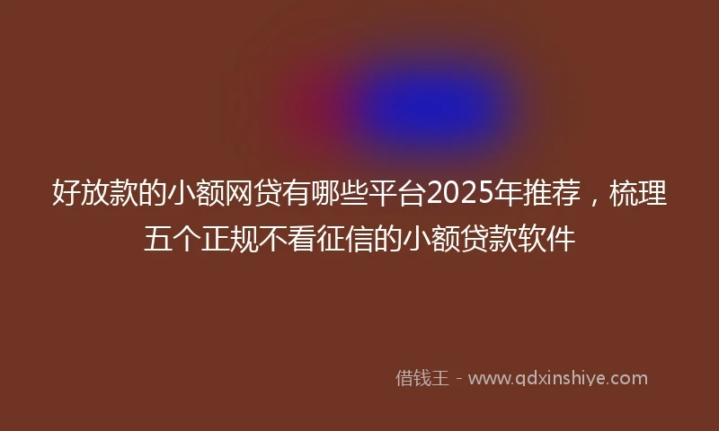 好放款的小额网贷有哪些平台2025年推荐，梳理五个正规不看征信的小额贷款软件