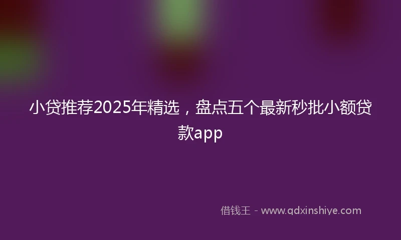 小贷推荐2025年精选，盘点五个最新秒批小额贷款app