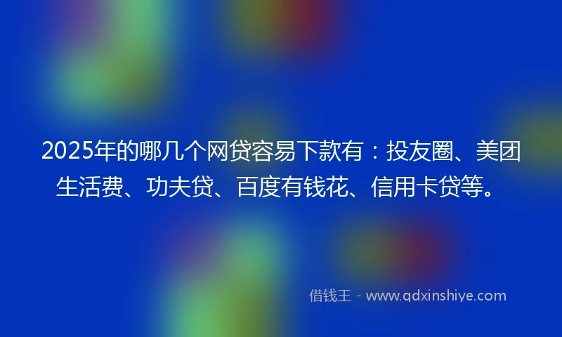 2025年的哪几个网贷容易下款有：投友圈、美团生活费、功夫贷、百度有钱花、信用卡贷等。