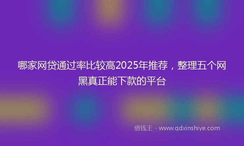 哪家网贷通过率比较高2025年推荐，整理五个网黑真正能下款的平台
