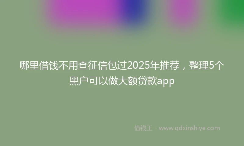 哪里借钱不用查征信包过2025年推荐，整理5个黑户可以做大额贷款app