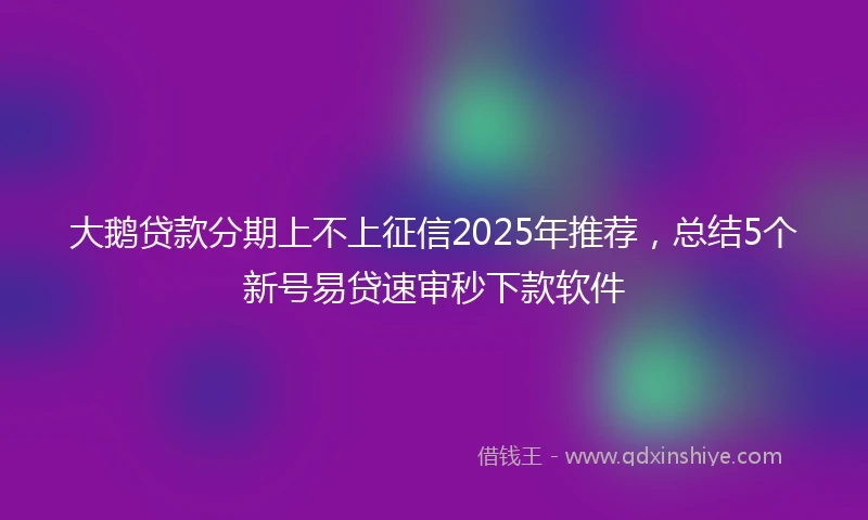 大鹅贷款分期上不上征信2025年推荐，总结5个新号易贷速审秒下款软件