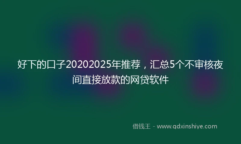 好下的口子20202025年推荐，汇总5个不审核夜间直接放款的网贷软件