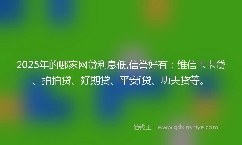 2025年的哪家网贷利息低,信誉好有：维信卡卡贷、拍拍贷、好期贷、平安i贷、功夫贷等。