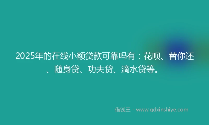 2025年的在线小额贷款可靠吗有：花呗、替你还、随身贷、功夫贷、滴水贷等。