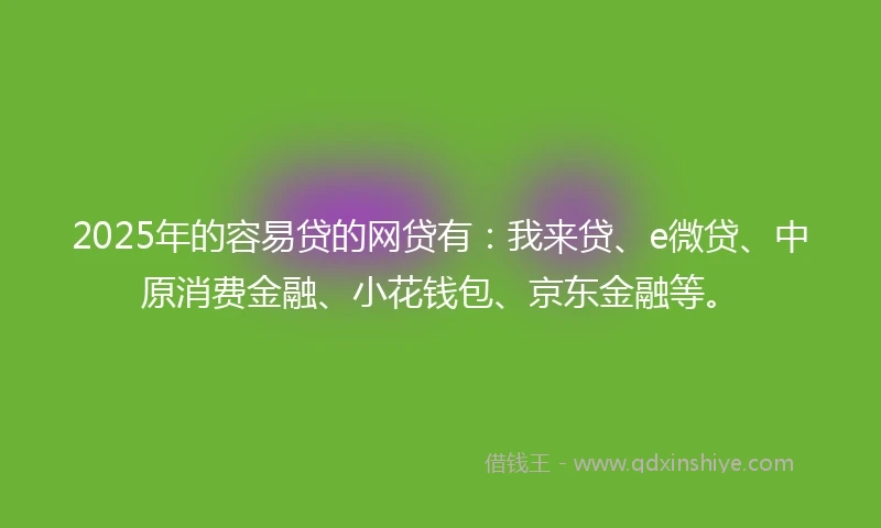 2025年的容易贷的网贷有:我来贷、e微贷、中原消费金融、小花钱包、京东金融等。