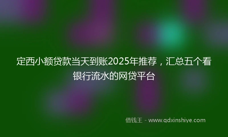定西小额贷款当天到账2025年推荐，汇总五个看银行流水的网贷平台