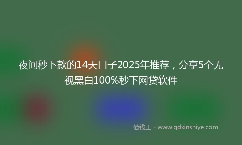 夜间秒下款的14天口子2025年推荐，分享5个无视黑白100%秒下网贷软件