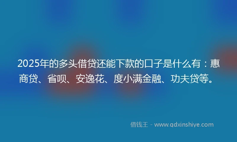 2025年的多头借贷还能下款的口子是什么有：惠商贷、省呗、安逸花、度小满金融、功夫贷等。