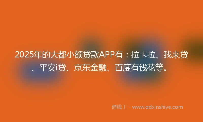 2025年的大都小额贷款APP有：拉卡拉、我来贷、平安i贷、京东金融、百度有钱花等。