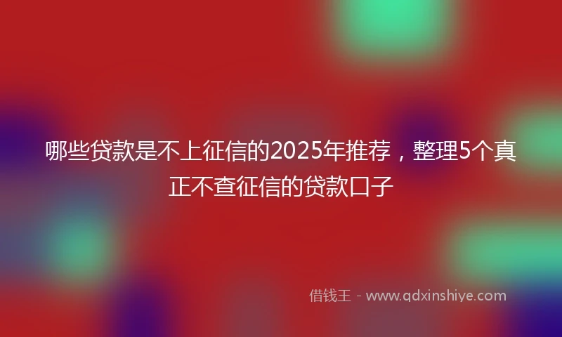 哪些贷款是不上征信的2025年推荐，整理5个真正不查征信的贷款口子