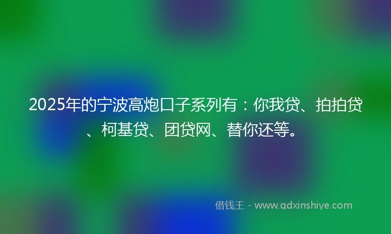 2025年的宁波高炮口子系列有：你我贷、拍拍贷、柯基贷、团贷网、替你还等。
