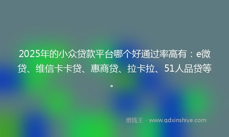 2025年的小众贷款平台哪个好通过率高有：e微贷、维信卡卡贷、惠商贷、拉卡拉、51人品贷等。