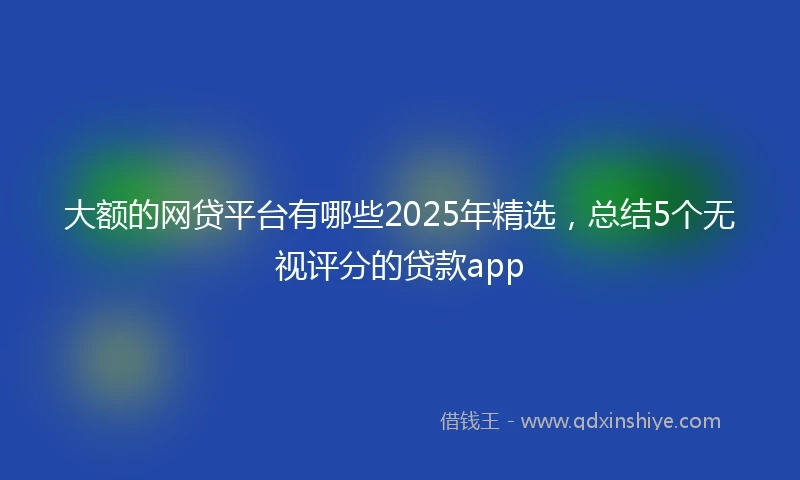 大额的网贷平台有哪些2025年精选，总结5个无视评分的贷款app