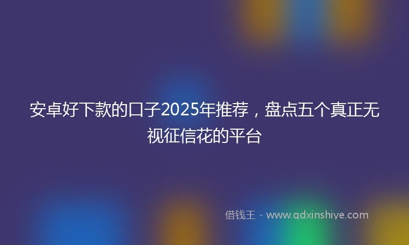 安卓好下款的口子2025年推荐，盘点五个真正无视征信花的平台