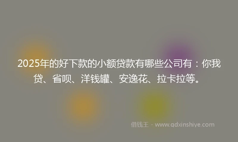 2025年的好下款的小额贷款有哪些公司有：你我贷、省呗、洋钱罐、安逸花、拉卡拉等。