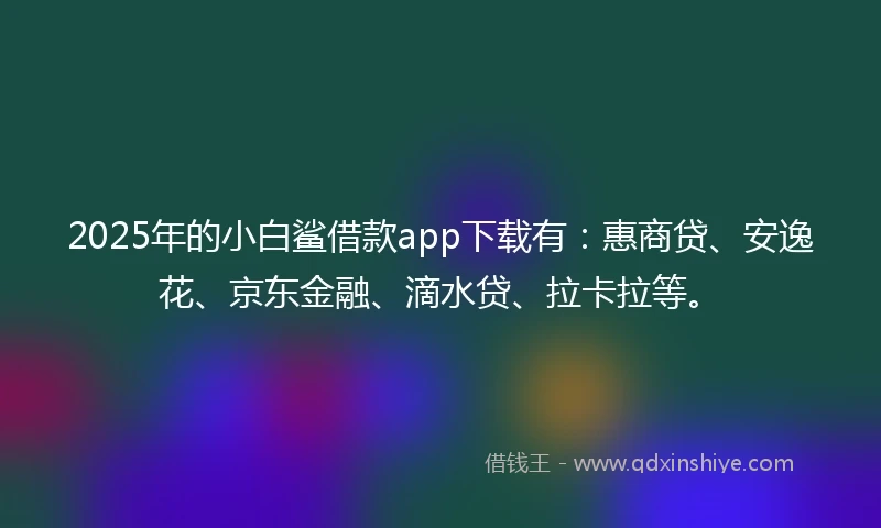 2025年的小白鲨借款app下载有：惠商贷、安逸花、京东金融、滴水贷、拉卡拉等。
