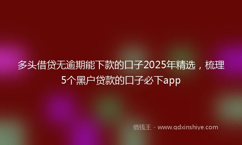 多头借贷无逾期能下款的口子2025年精选，梳理5个黑户贷款的口子必下app