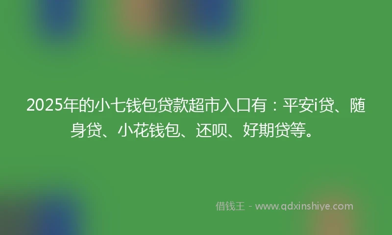 2025年的小七钱包贷款超市入口有：平安i贷、随身贷、小花钱包、还呗、好期贷等。