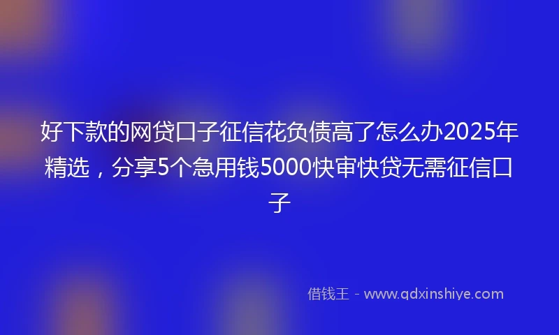 好下款的网贷口子征信花负债高了怎么办2025年精选，分享5个急用钱5000快审快贷无需征信口子