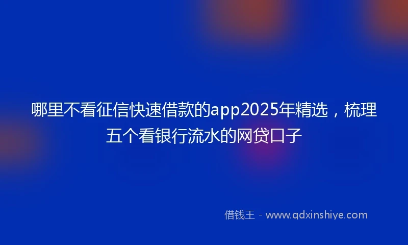 哪里不看征信快速借款的app2025年精选，梳理五个看银行流水的网贷口子