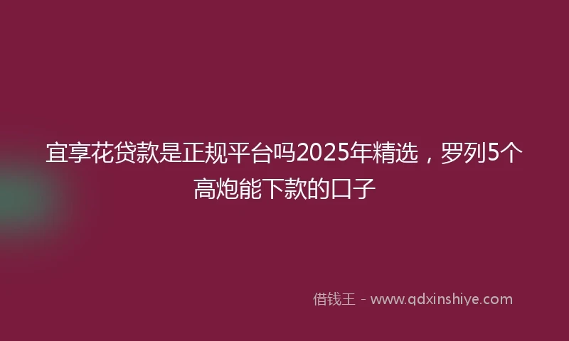 宜享花贷款是正规平台吗2025年精选，罗列5个高炮能下款的口子
