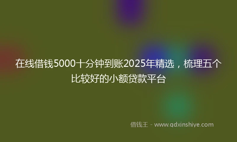 在线借钱5000十分钟到账2025年精选，梳理五个比较好的小额贷款平台