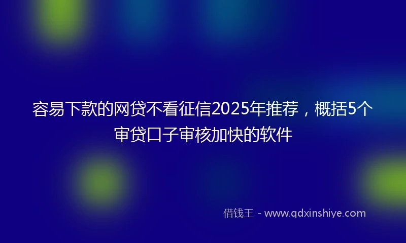 容易下款的网贷不看征信2025年推荐，概括5个审贷口子审核加快的软件