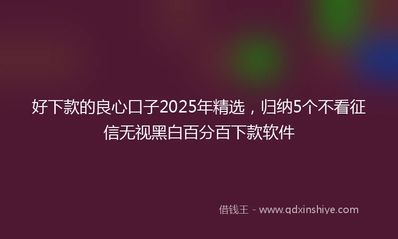 好下款的良心口子2025年精选，归纳5个不看征信无视黑白百分百下款软件